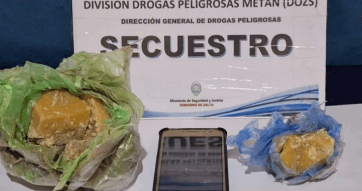 Decomiso de cocaína y detención en Metán
