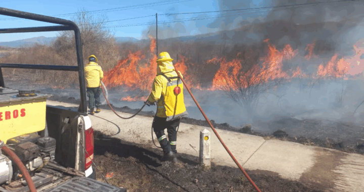 Extinguieron incendios de pastizales en Capital y localidades del Valle de Lerma