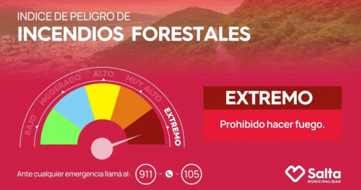 Alerta extrema por incendios forestales en Salta este fin de semana