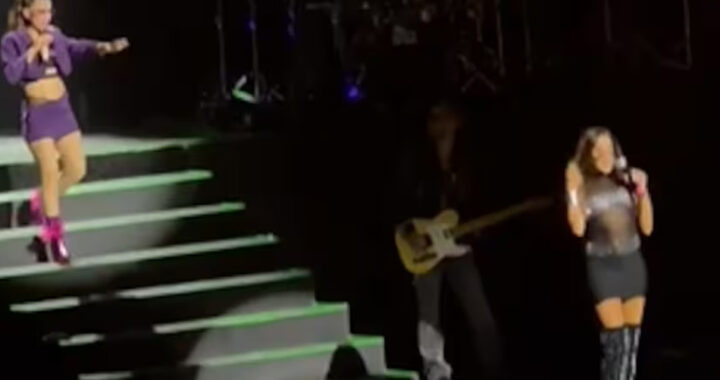 Catherine Fulop se cayó del escenario durante un show de Erreway