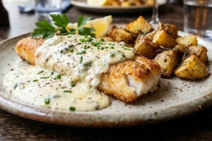 Una receta fácil y gourmet: merluza al roquefort con papas rústicas